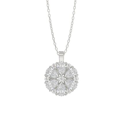 LADIES PENDANT 1CT ROUND/PEAR DIAMOND 14K WHITE GOLD