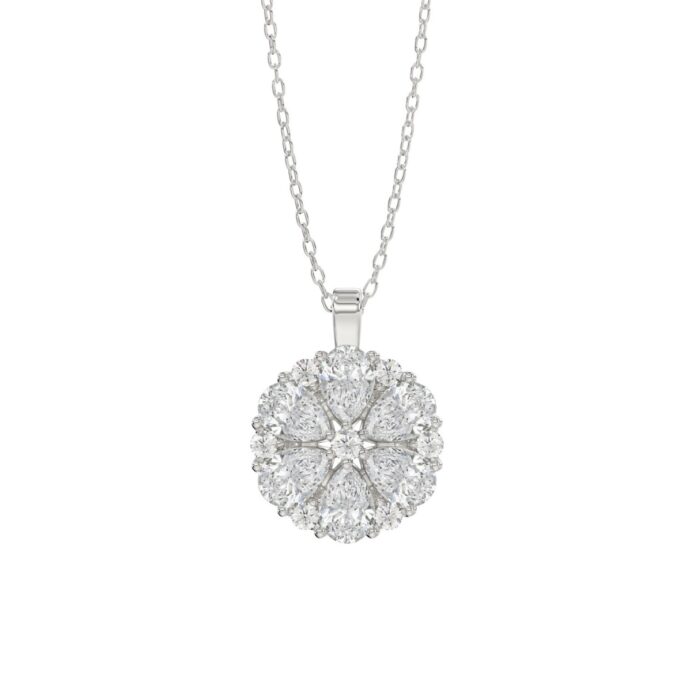 LADIES PENDANT 1CT ROUND/PEAR DIAMOND 14K WHITE GOLD - Image 1