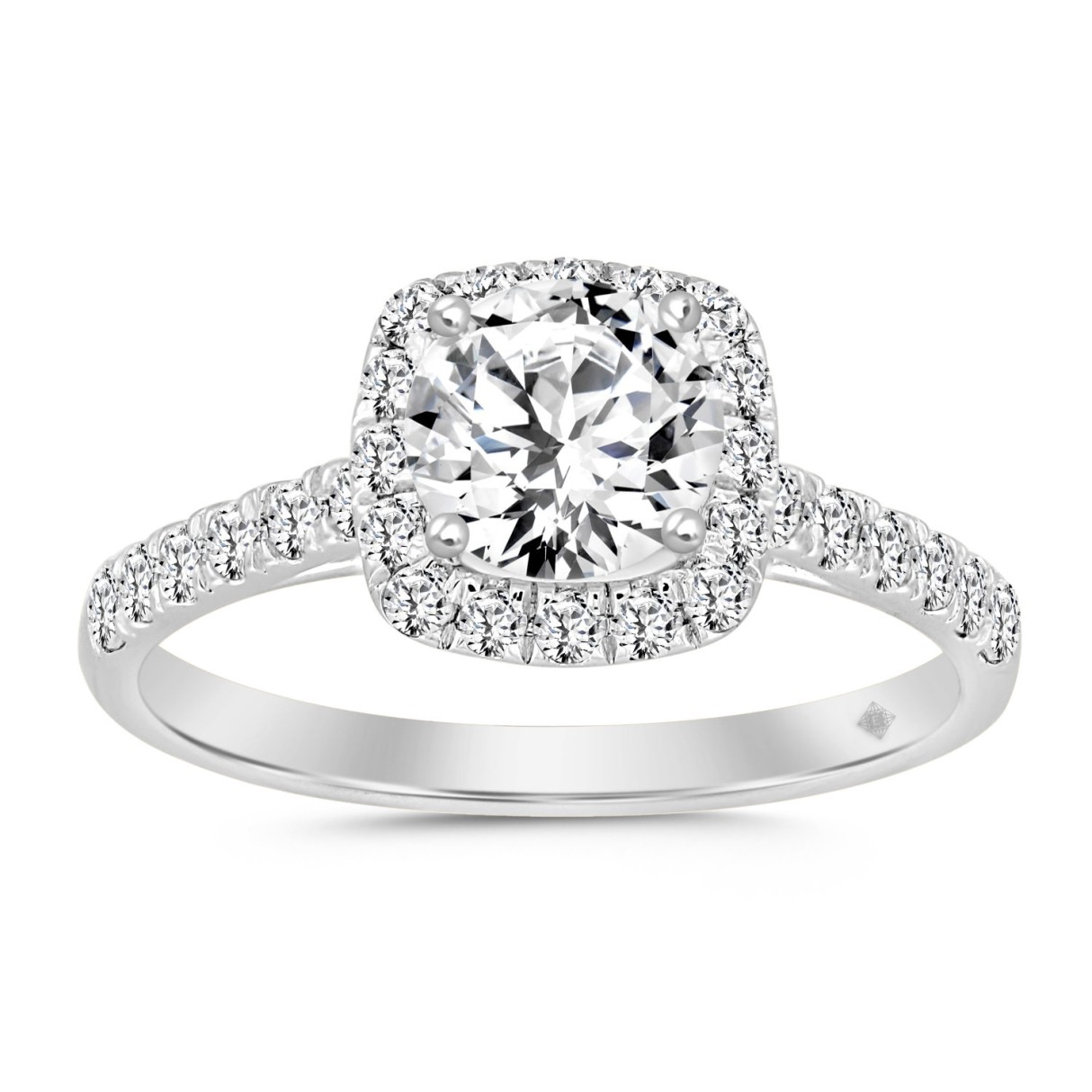 LADIES RING 1 1/2CT ROUND DIAMOND 14K WHITE GOLD (CENTER STONE ROUND DIAMOND 1CT) - Image 1