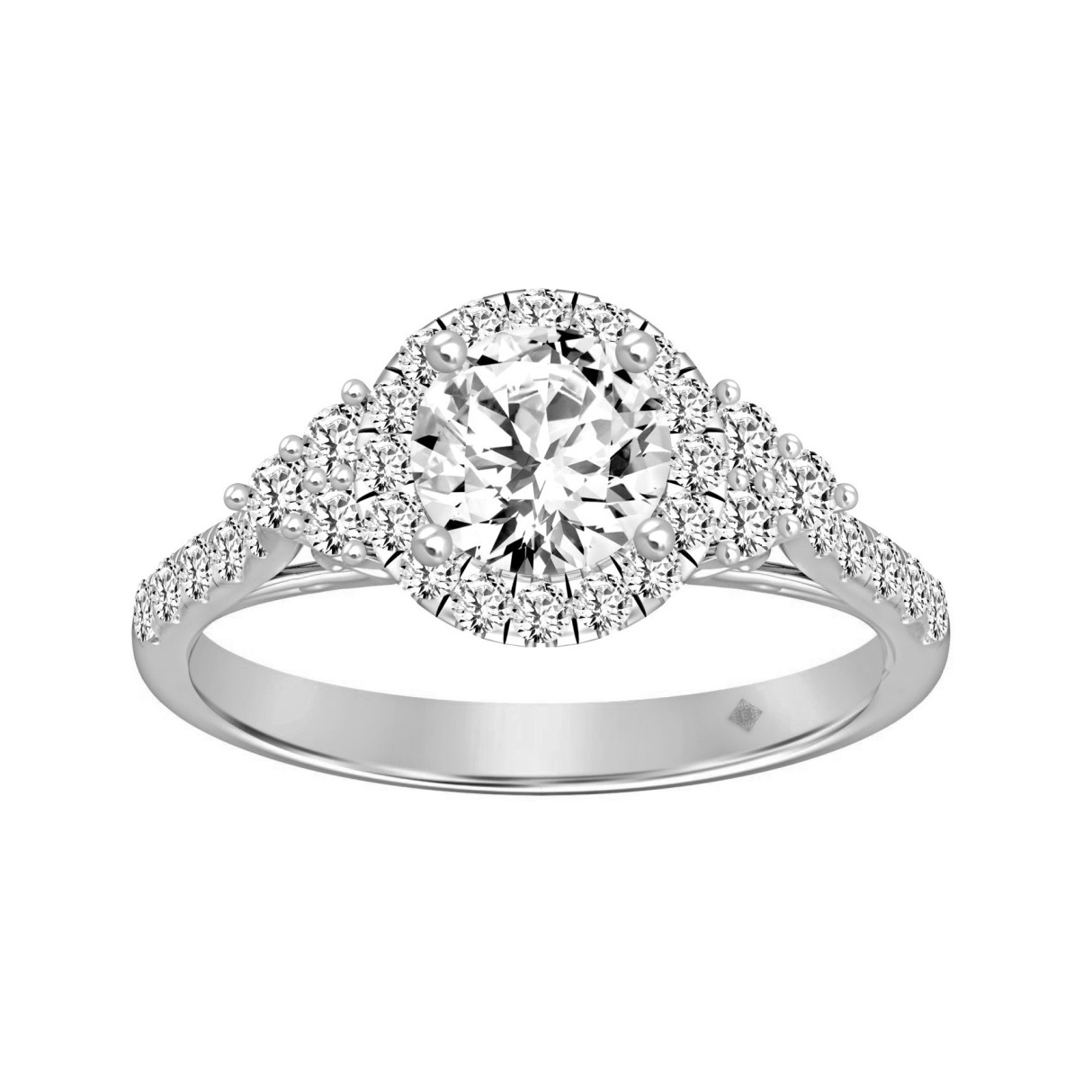 LADIES RING 1 1/2CT ROUND DIAMOND 14K WHITE GOLD (CENTER STONE ROUND DIAMOND 1CT) - Image 1