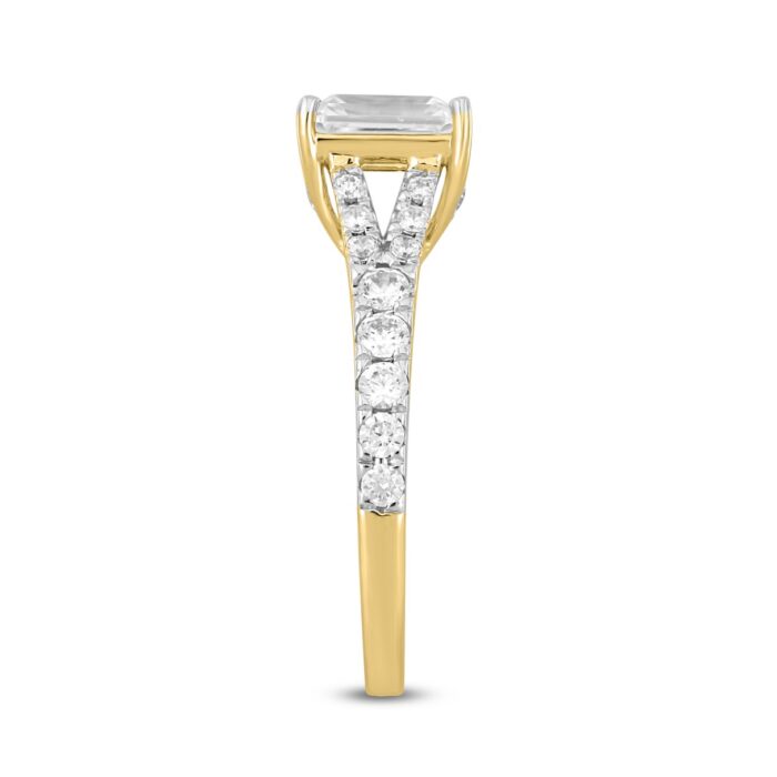 LADIES RING 2CT ROUND/EMERALD DIAMOND 14K YELLOW GOLD (CENTER STONE EMERALD DIAMOND 1 1/2CT ) - Image 3