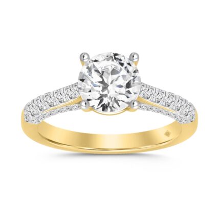 LADIES RING 2CT ROUND DIAMOND 14K YELLOW GOLD (CENTER STONE ROUND DIAMOND 1 1/2CT )