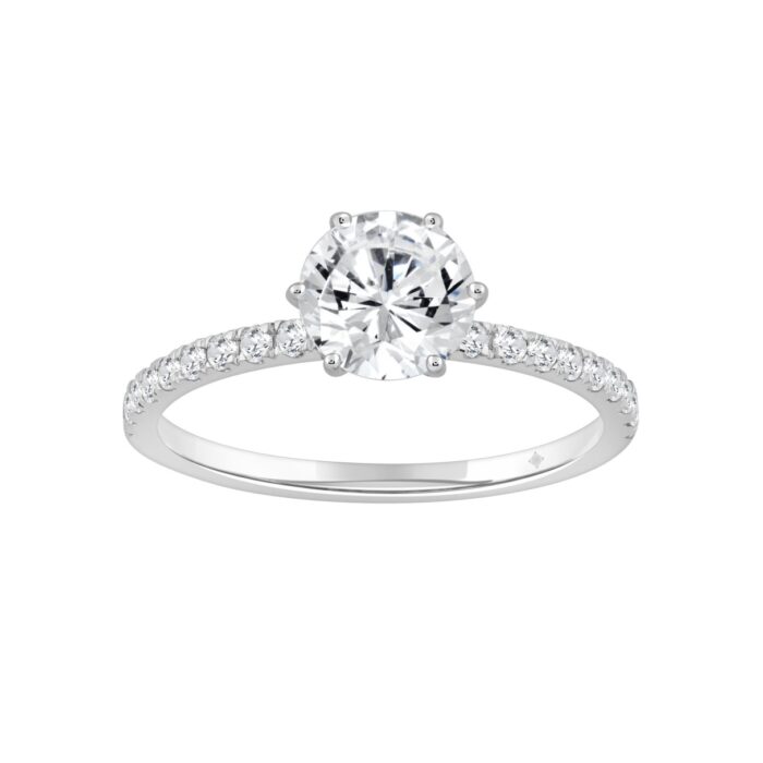 LADIES RING 1 1/3CT ROUND DIAMOND 14K WHITE GOLD (CENTER STONE ROUND DIAMOND 1CT) - Image 1
