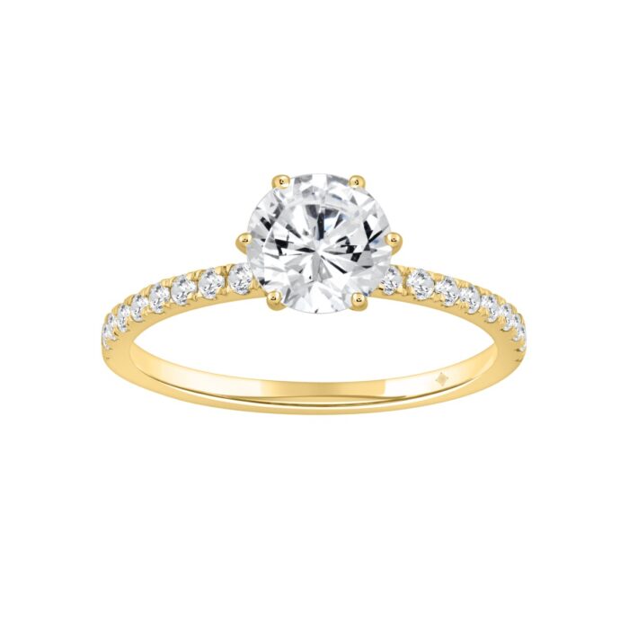 LADIES RING 1 1/3CT ROUND DIAMOND 14K YELLOW GOLD (CENTER STONE ROUND DIAMOND 1CT) - Image 1