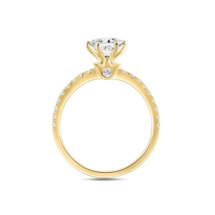 LADIES RING 1 1/3CT ROUND DIAMOND 14K YELLOW GOLD (CENTER STONE ROUND DIAMOND 1CT) - Image 2