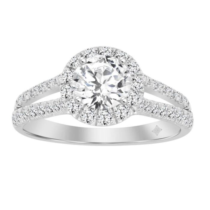 LADIES RING 1 3/4CT ROUND DIAMOND 14K WHITE GOLD (CENTER STONE ROUND DIAMOND 1CT ) - Image 1