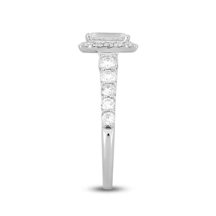 LADIES RING 1 3/4CT ROUND/EMERALD DIAMOND 14K WHITE GOLD (CENTER STONE EMERALD DIAMOND 1CT ) - Image 3