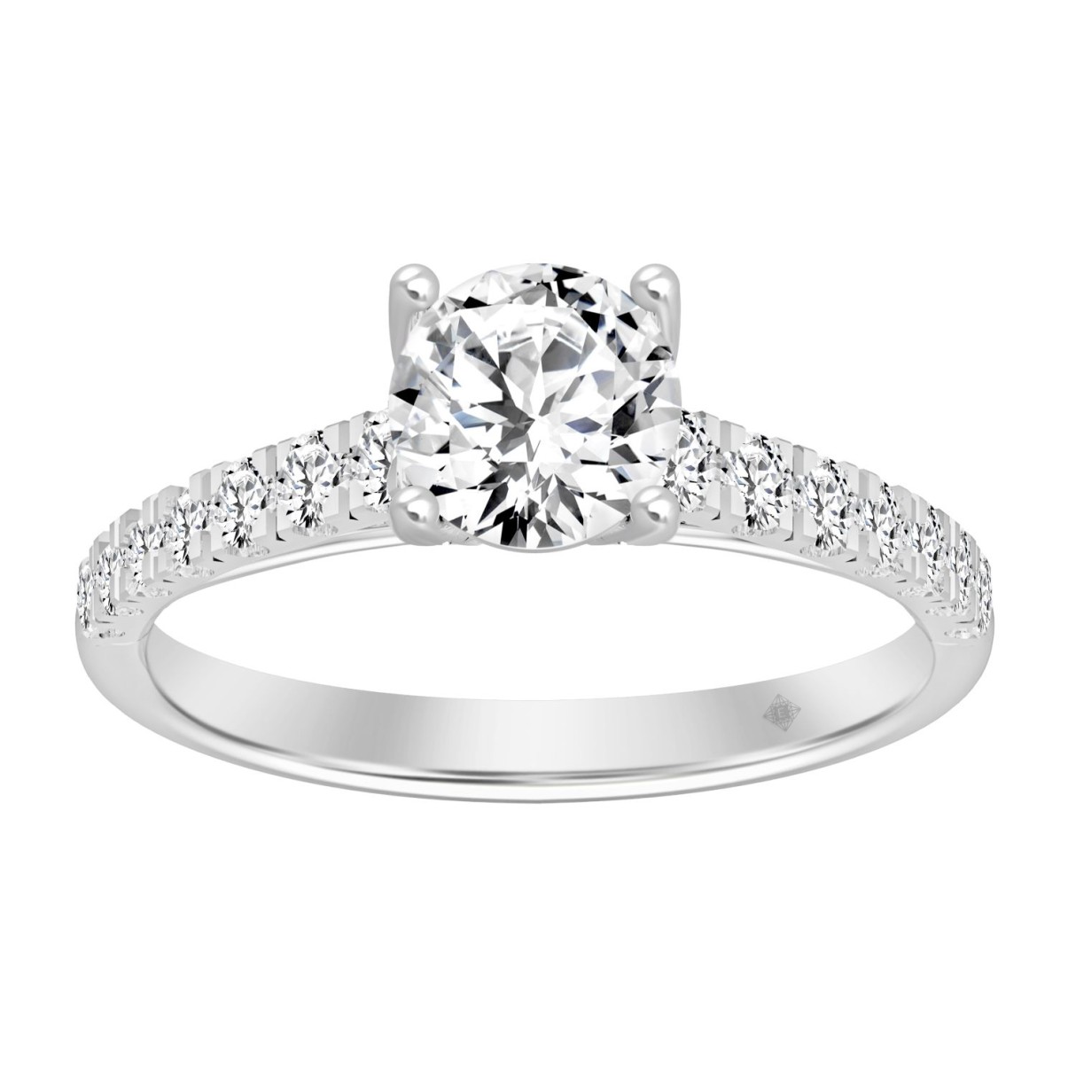 LADIES RING 1 1/2CT ROUND DIAMOND 14K WHITE GOLD (CENTER STONE ROUND DIAMOND 1CT) - Image 1