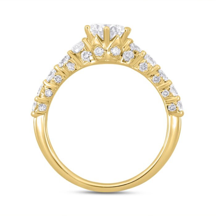 LADIES RING 2CT ROUND DIAMOND 14K YELLOW GOLD (CENTER STONE ROUND DIAMOND 1CT ) - Image 2