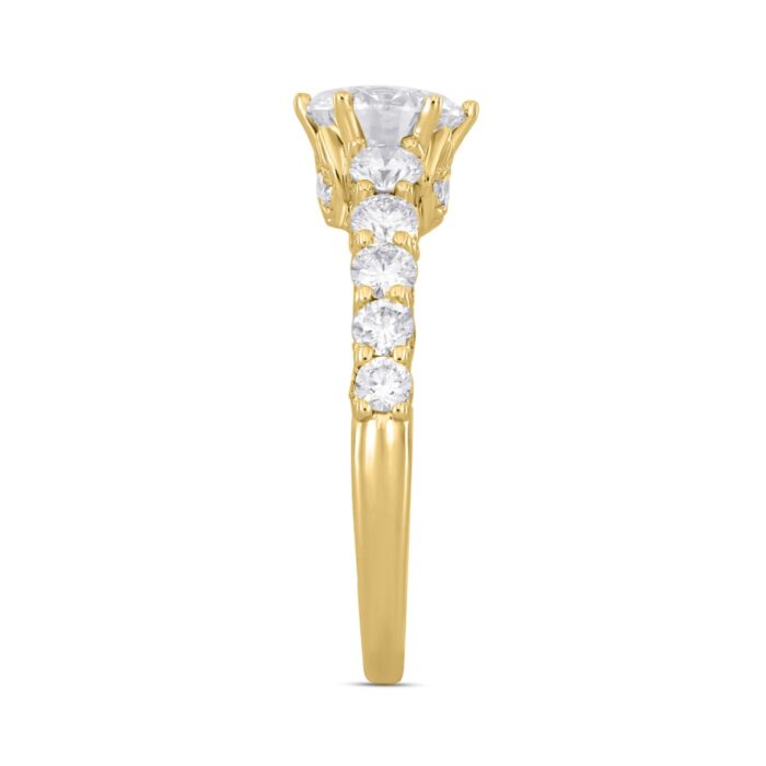 LADIES RING 2CT ROUND DIAMOND 14K YELLOW GOLD (CENTER STONE ROUND DIAMOND 1CT ) - Image 3