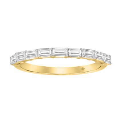 14K YELLOW GOLD 1CT EMERALD DIAMOND LADIES BAND