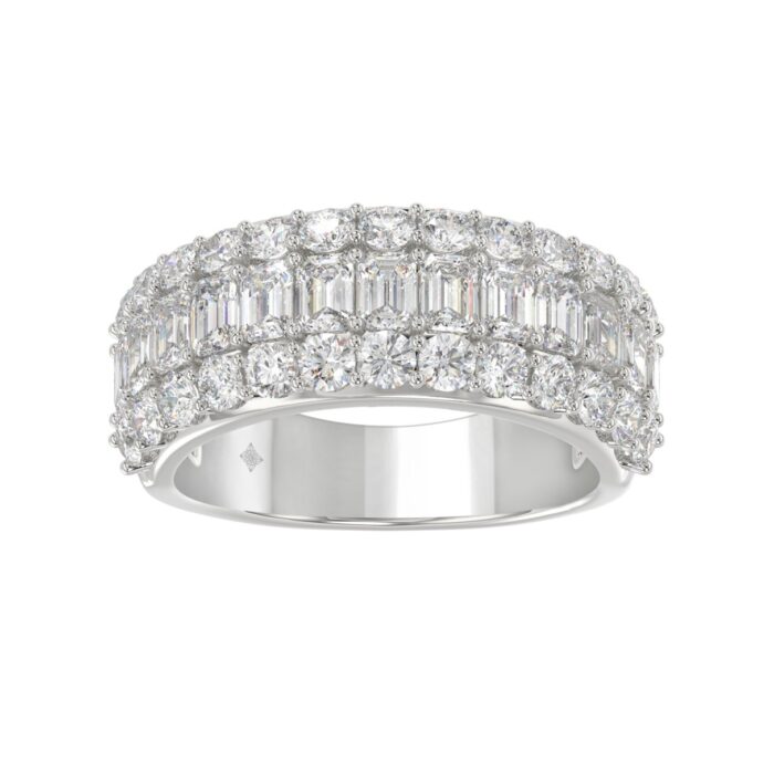14K WHITE GOLD 2 1/2CT ROUND/EMERALD DIAMOND LADIES BAND - Image 1