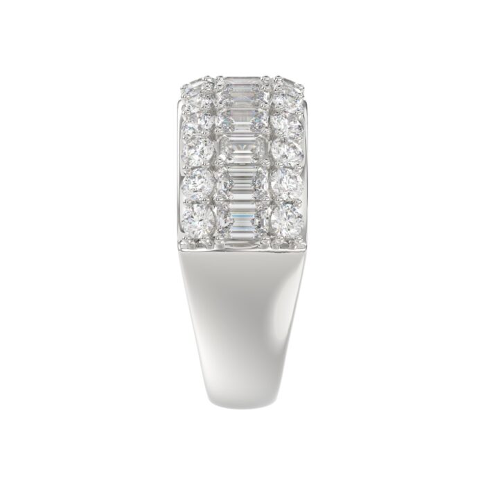 14K WHITE GOLD 2 1/2CT ROUND/EMERALD DIAMOND LADIES BAND - Image 4
