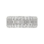 14K WHITE GOLD 2 1/2CT ROUND/EMERALD DIAMOND LADIES BAND - Image 5