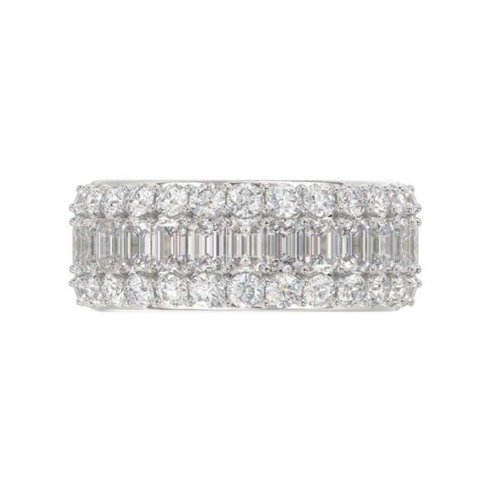 14K WHITE GOLD 2 1/2CT ROUND/EMERALD DIAMOND LADIES BAND - Image 5