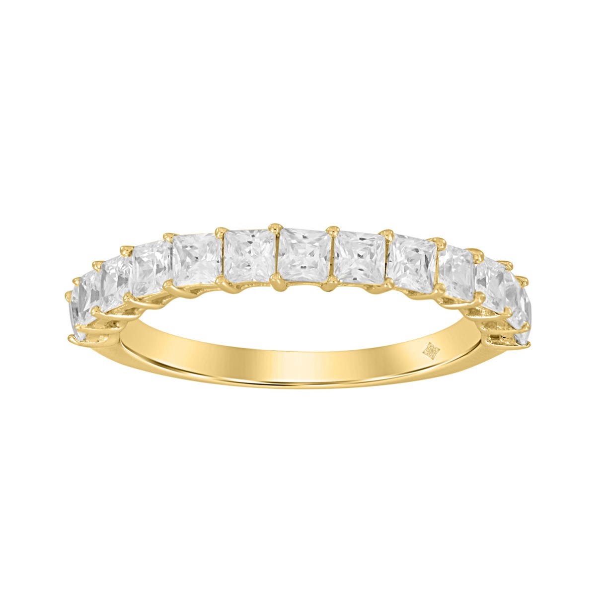 LADIES BAND 1CT PRINCESS DIAMOND 14K YELLOW GOLD - Image 1