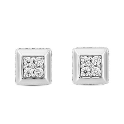 LADIES EARRINGS 1 1/2CT ROUND DIAMOND 14K WHITE GOLD