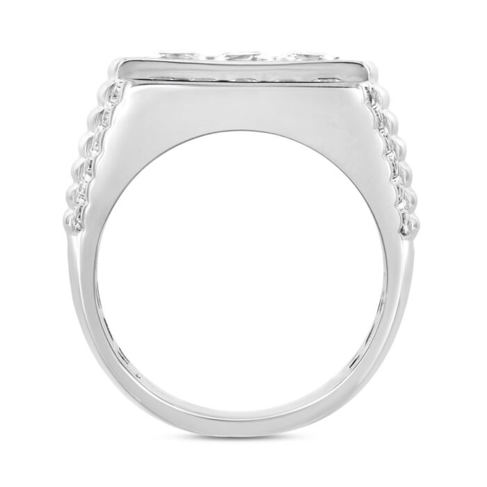 MEN'S RING 3CT ROUND/PRINCESS DIAMOND 14K WHITE GOLD - Image 2