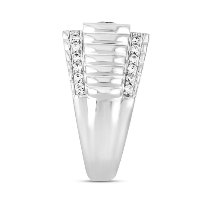 MEN'S RING 3CT ROUND/PRINCESS DIAMOND 14K WHITE GOLD - Image 3