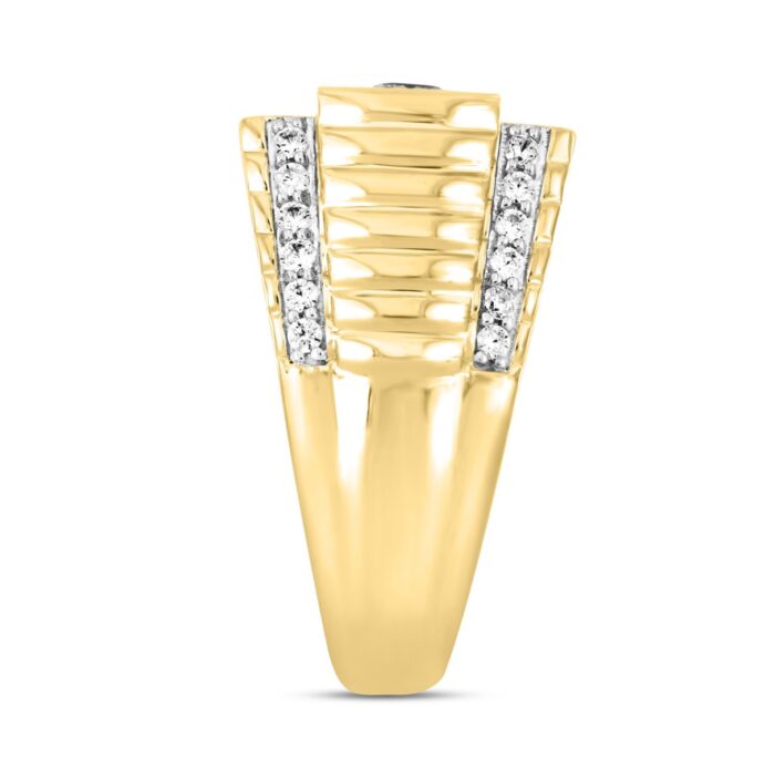 MEN'S RING 3CT ROUND/PRINCESS DIAMOND 14K YELLOW GOLD - Image 3