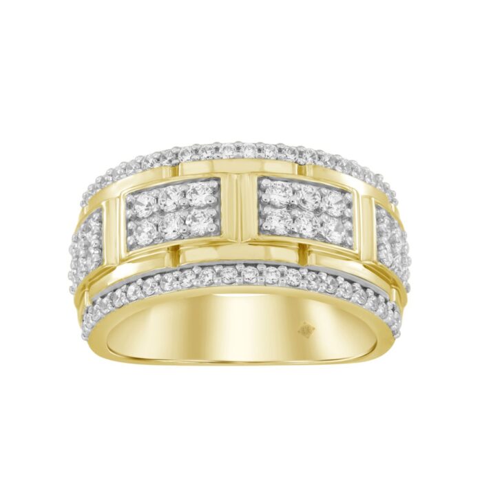 MEN'S RING 1 1/4CT ROUND DIAMOND 14K YELLOW GOLD - Image 1