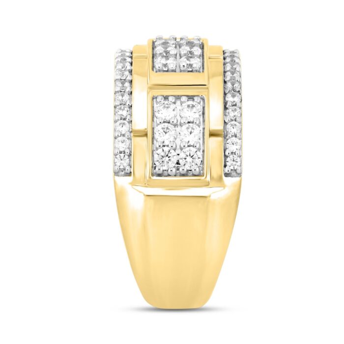 MEN'S RING 1 1/4CT ROUND DIAMOND 14K YELLOW GOLD - Image 3