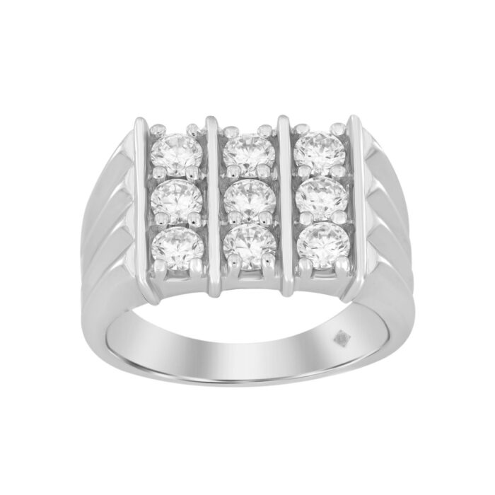 MEN'S RING 2CT ROUND DIAMOND 14K WHITE GOLD - Image 1