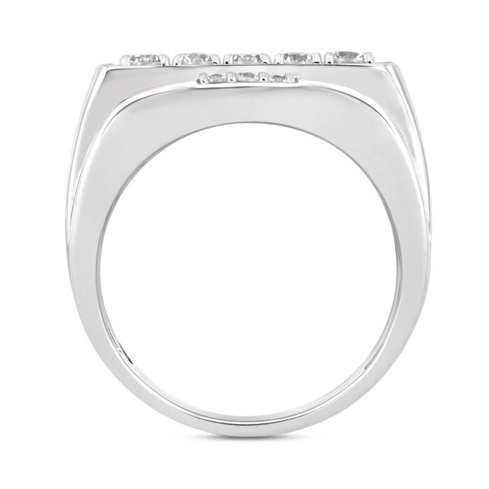 MEN'S RING 1 3/4CT ROUND DIAMOND 14K WHITE GOLD - Image 2