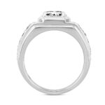 MEN'S RING 3CT ROUND DIAMOND 14K WHITE GOLD (CENTER STONE ROUND DIAMOND 2CT ) - Image 2