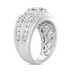 MEN'S RING 3CT ROUND DIAMOND 14K WHITE GOLD (CENTER STONE ROUND DIAMOND 2CT ) - Image 3