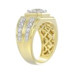MEN'S RING 3CT ROUND DIAMOND 14K YELLOW GOLD (CENTER STONE ROUND DIAMOND 2CT ) - Image 3
