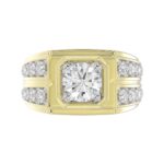 MEN'S RING 3CT ROUND DIAMOND 14K YELLOW GOLD (CENTER STONE ROUND DIAMOND 2CT ) - Image 5