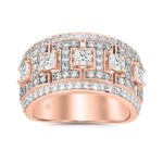 MEN'S RING 2 1/3CT ROUND/PRINCESS DIAMOND 14K ROSE GOLD