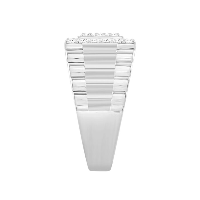 MEN'S RING 1 1/2CT ROUND DIAMOND 14K WHITE GOLD - Image 3