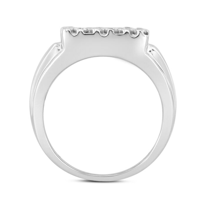 MEN'S RING 1CT ROUND DIAMOND 14K WHITE GOLD - Image 2