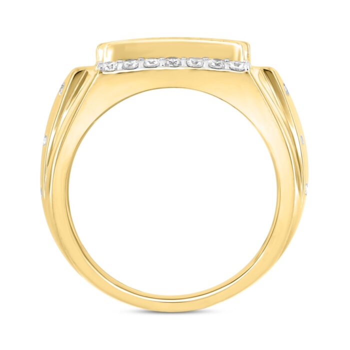 MEN'S RING 2CT ROUND DIAMOND 14K YELLOW GOLD - Image 2