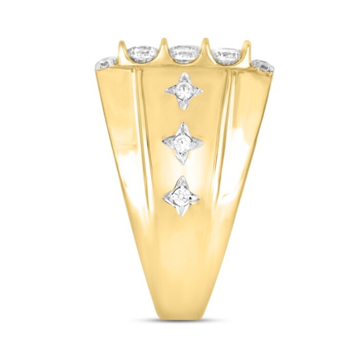 MEN'S RING 2CT ROUND DIAMOND 14K YELLOW GOLD - Image 3