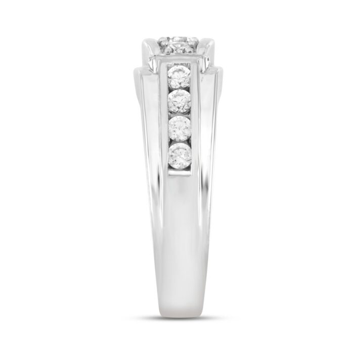 MEN'S RING 1CT ROUND DIAMOND 14K WHITE GOLD - Image 3
