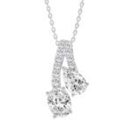 14K WHITE GOLD 2CT ROUND/OVAL/PEAR DIAMOND LADIES PENDANT WITH CHAIN