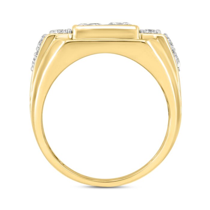 MEN'S RING 2 3/4CT ROUND/PRINCESS DIAMOND 14K YELLOW GOLD - Image 2