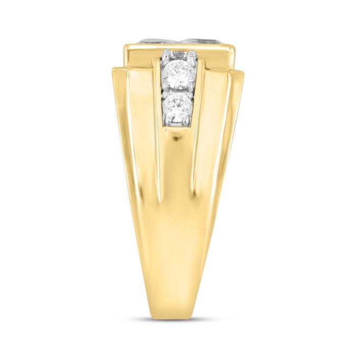 MEN'S RING 2 3/4CT ROUND/PRINCESS DIAMOND 14K YELLOW GOLD - Image 3