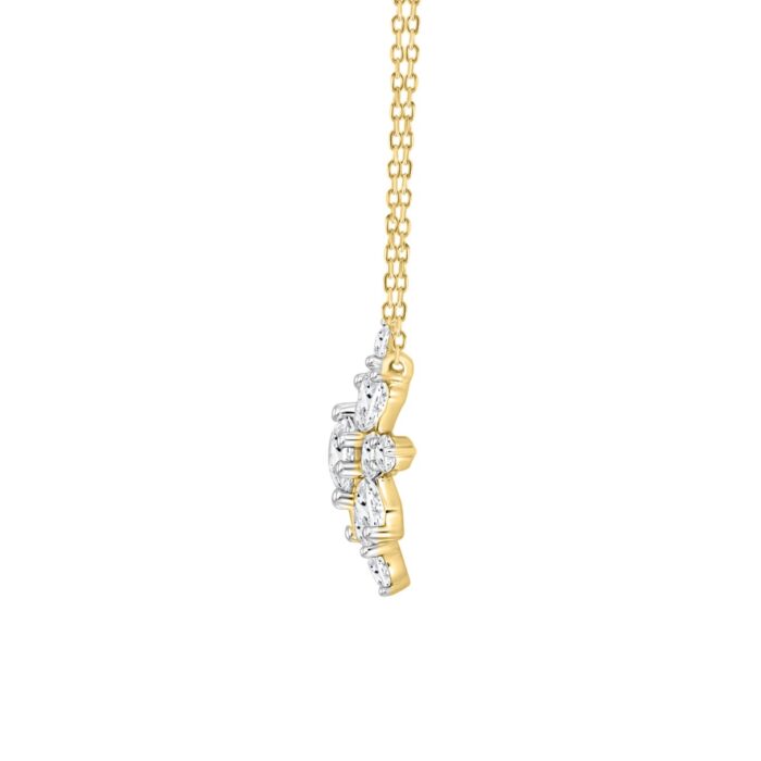 LADIES PENDANT 1 1/2CT ROUND/EMERALD DIAMOND 14K YELLOW GOLD WITH CHAIN - Image 2