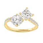 LADIES RING 2CT ROUND/PRINCESS DIAMOND 14K YELLOW GOLD