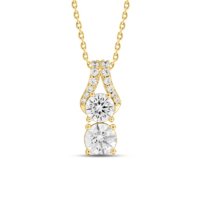 14K YELLOW GOLD 1 1/2CT ROUND DIAMOND LADIES PENDANT WITH CHAIN - Image 1