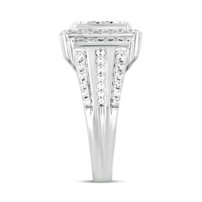 MEN'S RING 1 1/4CT ROUND DIAMOND 14K WHITE GOLD - Image 3