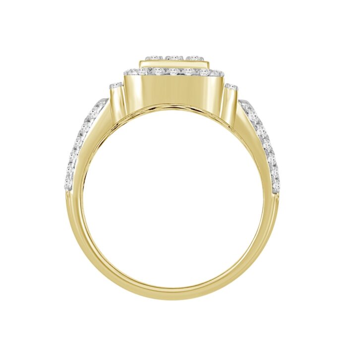 MEN'S RING 1 1/4CT ROUND DIAMOND 14K YELLOW GOLD - Image 2