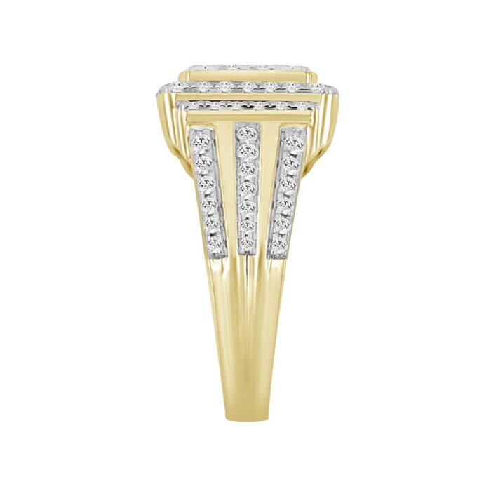 MEN'S RING 1 1/4CT ROUND DIAMOND 14K YELLOW GOLD - Image 3