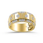 MEN'S BAND 1CT ROUND DIAMOND 14K YELLOW GOLD