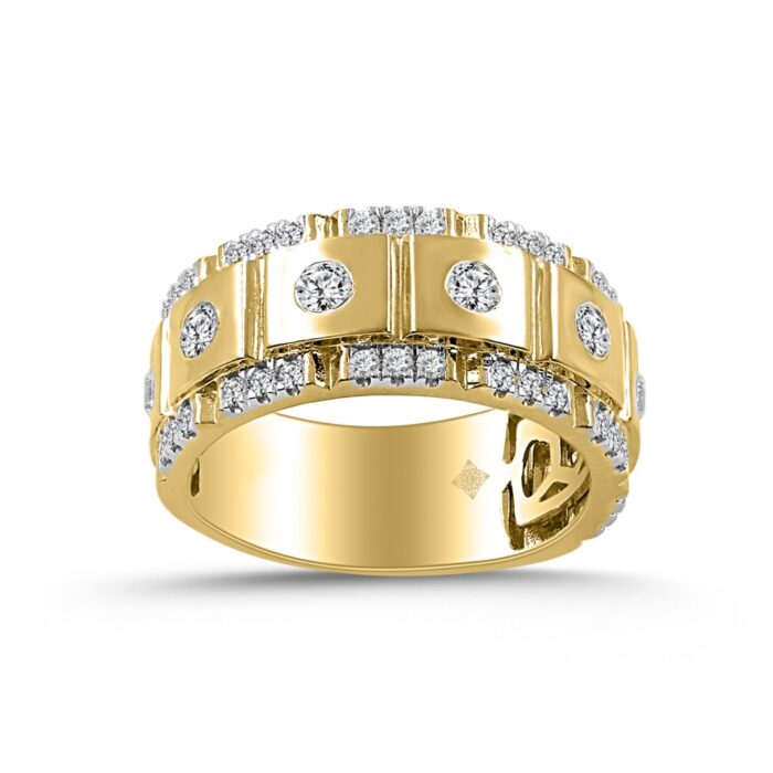 MEN'S BAND 1CT ROUND DIAMOND 14K YELLOW GOLD - Image 1