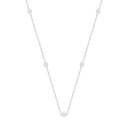 LADIES NECKLACE 1CT ROUND DIAMOND 14K WHITE GOLD